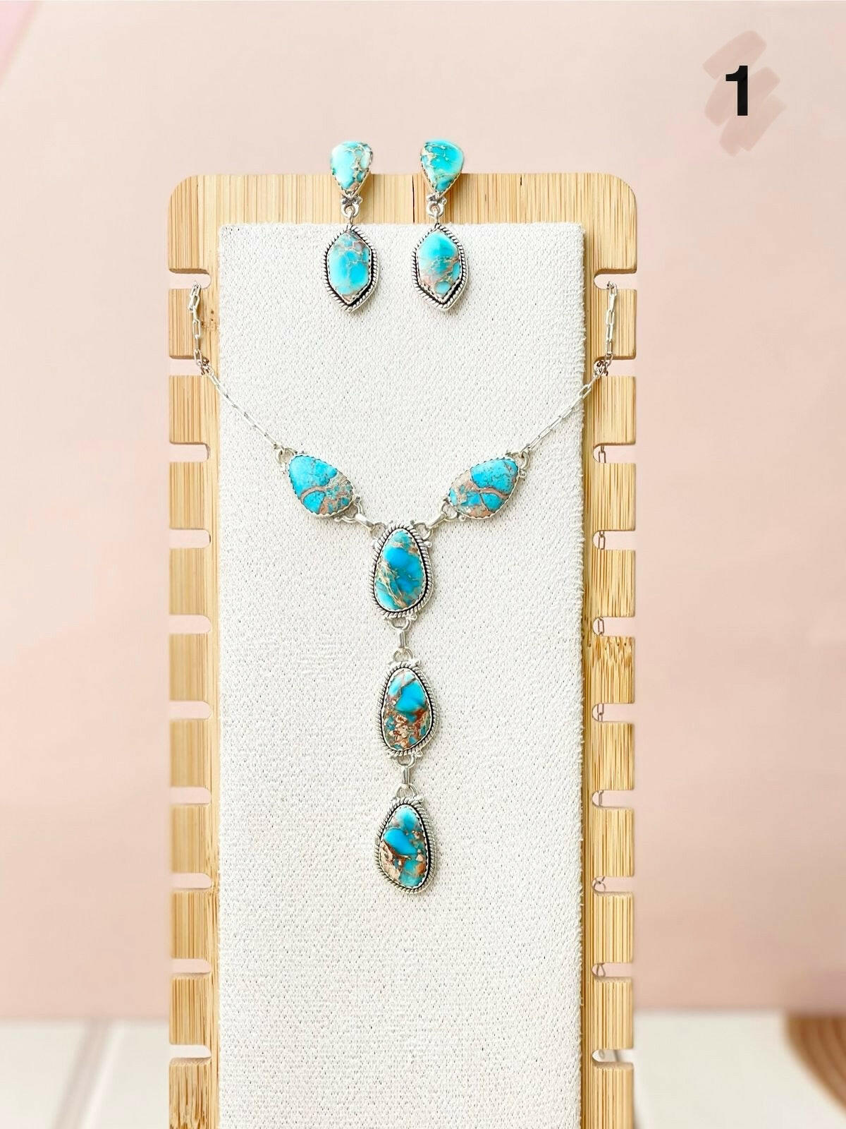 Desert Blue Jasper Necklace and Earring Set-Necklaces-Krush Kandy, Women's Online Fashion Boutique Located in Phoenix, Arizona (Scottsdale Area)
