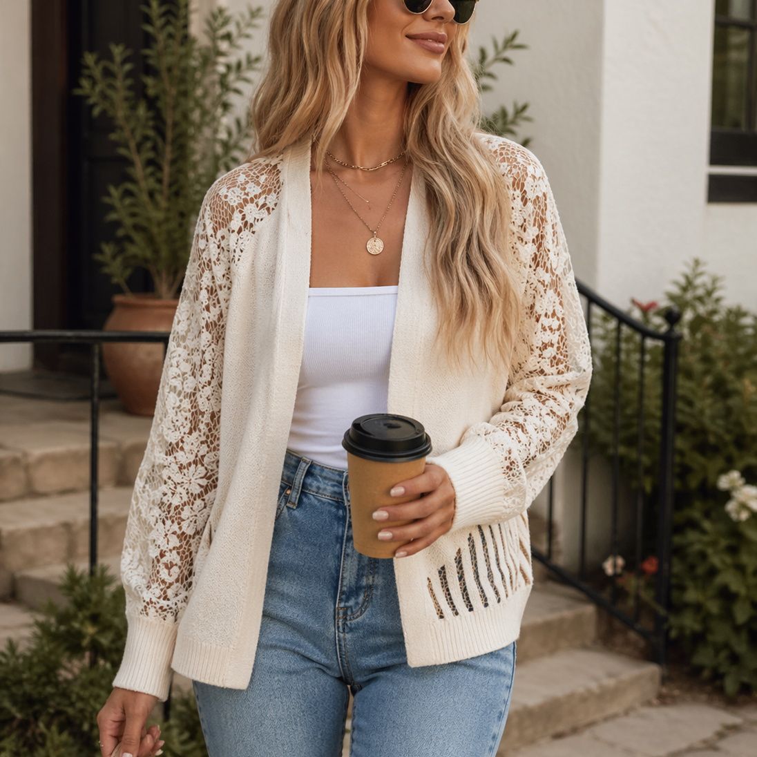 Textured Knit Button-Up Cardigan