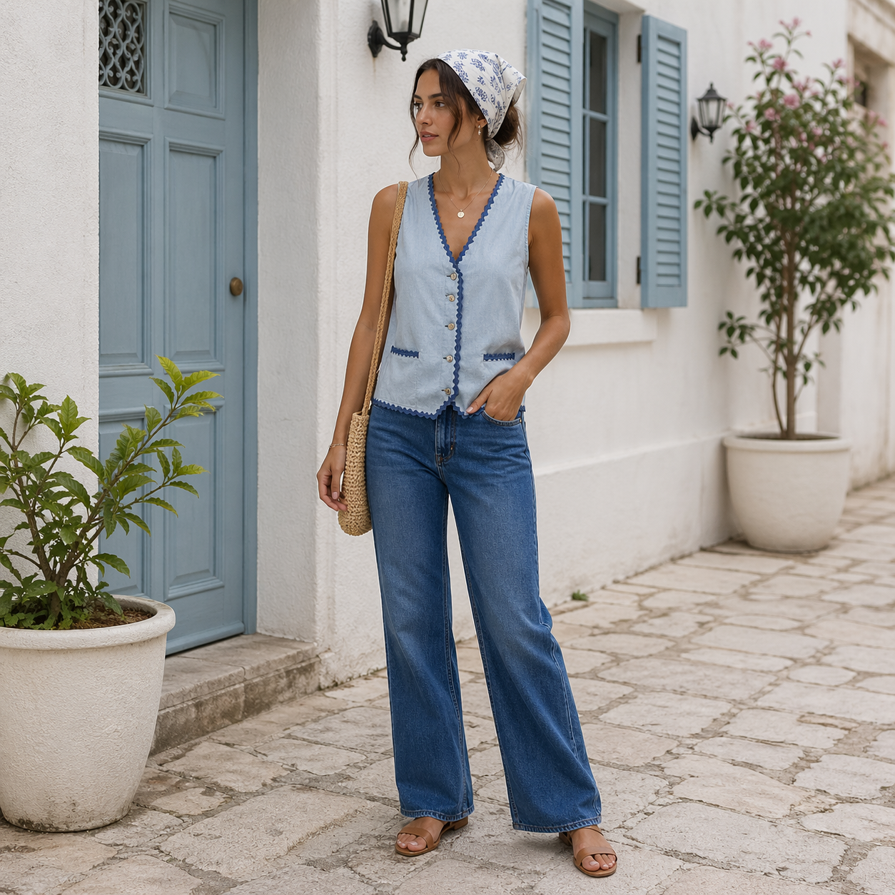 Skyline Edge Sleeveless Denim Vest
