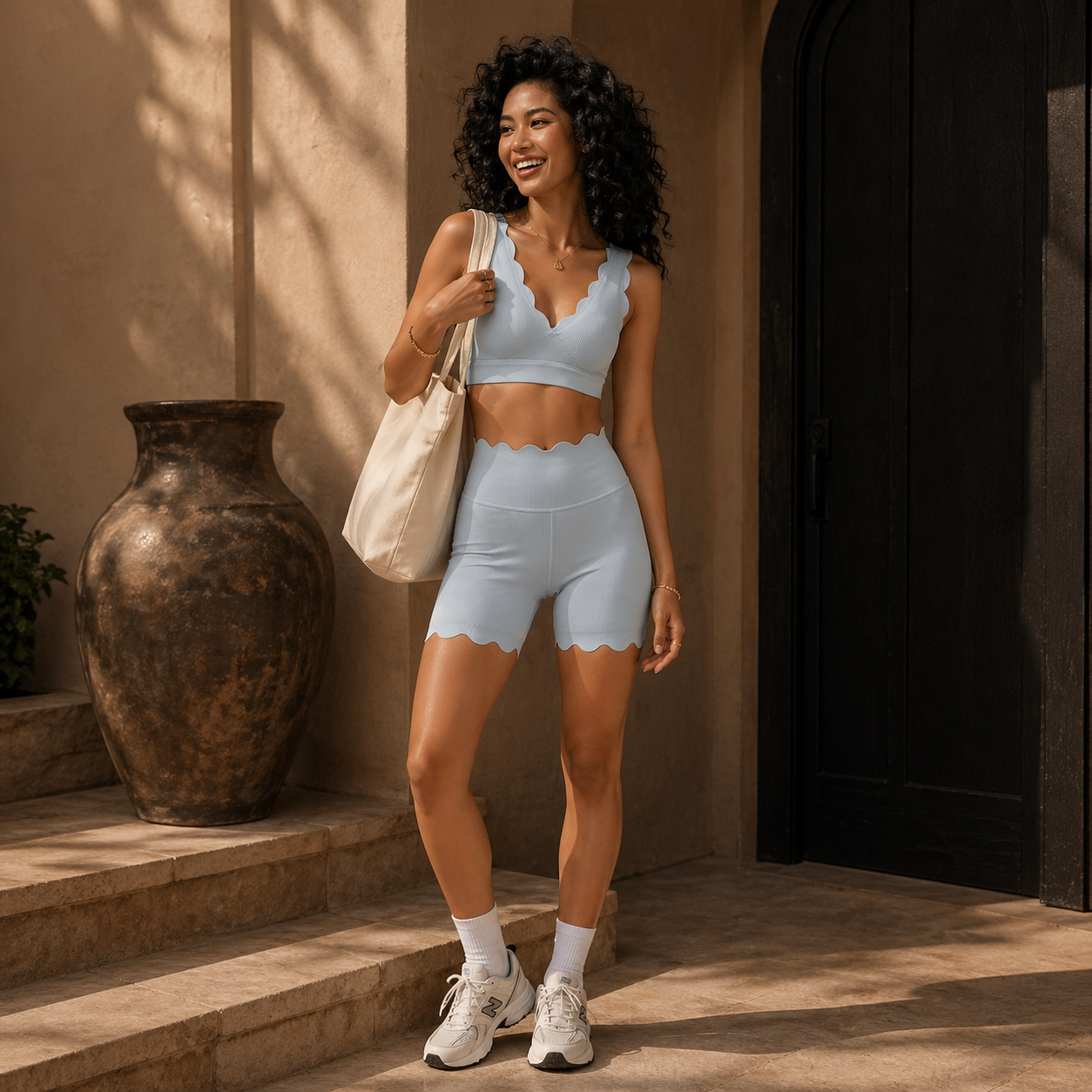 Black Scallop Activewear Set