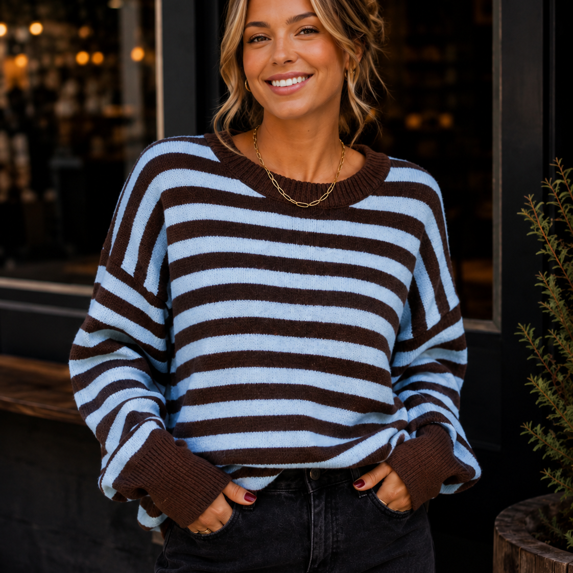 Easy Rhythm Striped Relaxed Knit Sweater