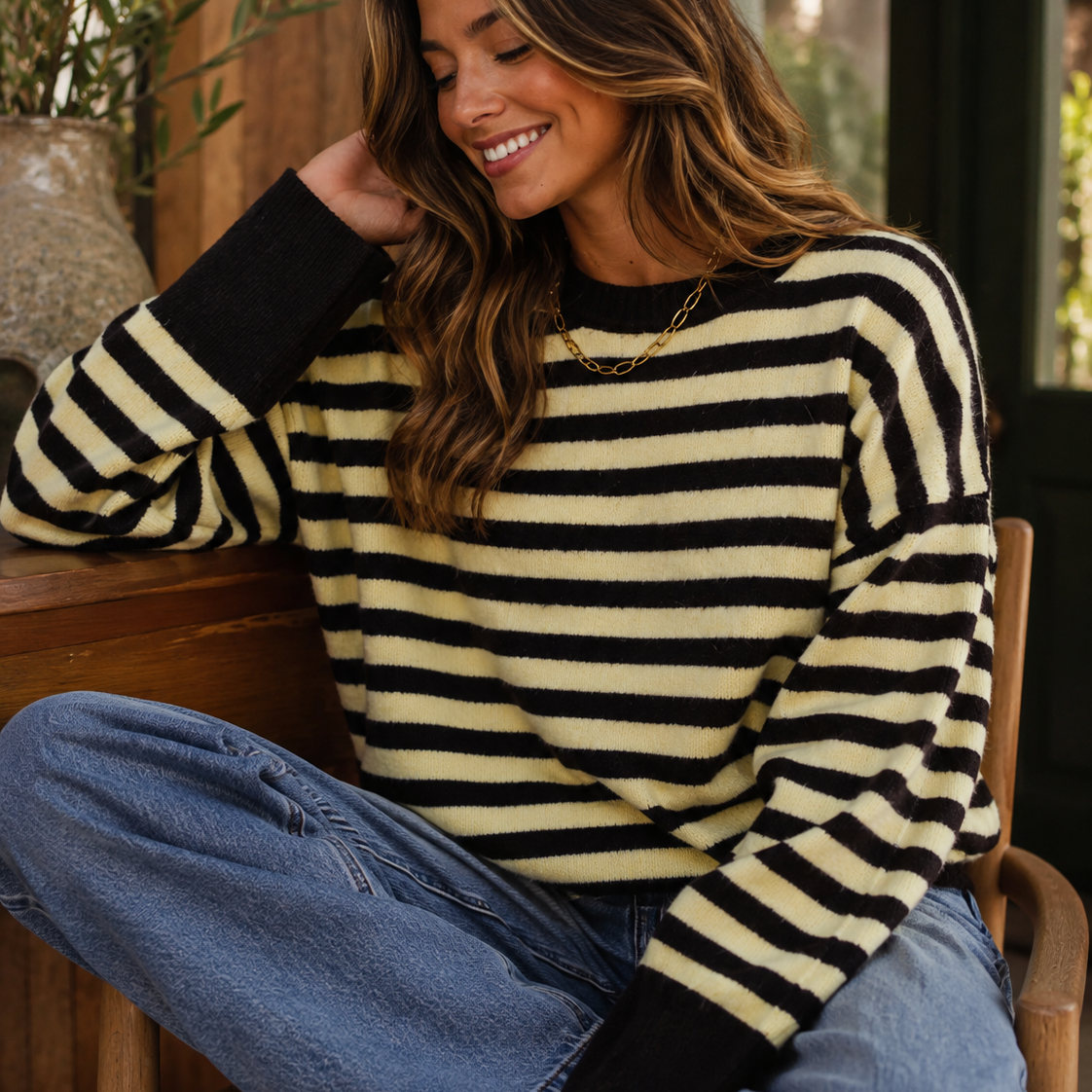 Easy Rhythm Striped Relaxed Knit Sweater