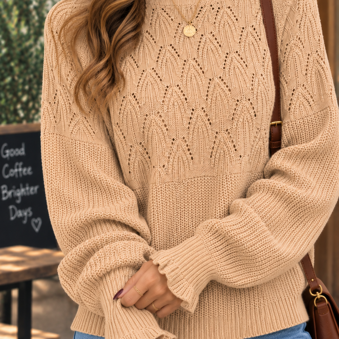 Willow Whisper Pointelle Knit Sweater