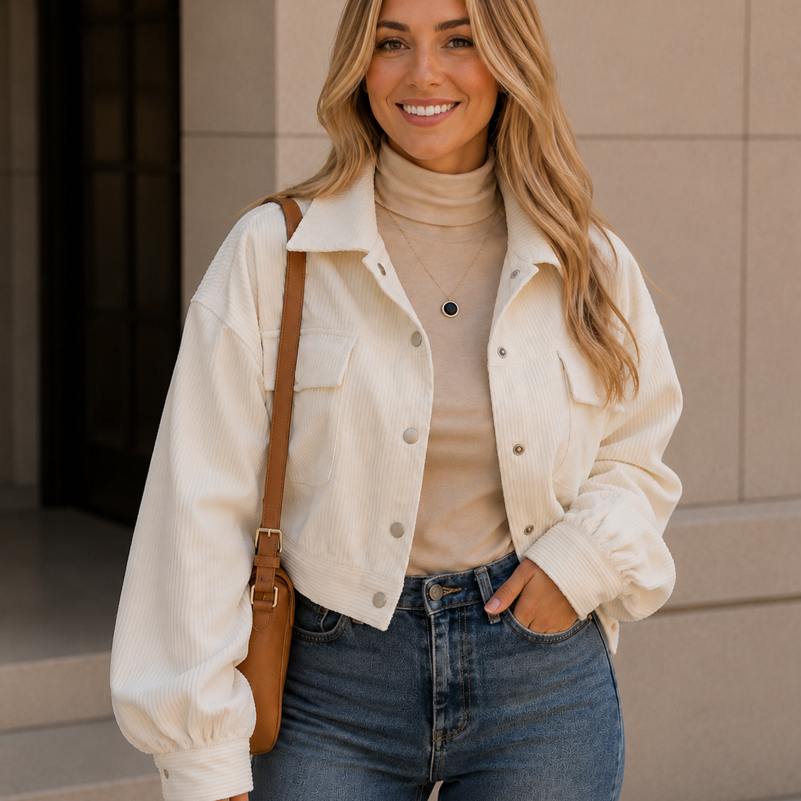 Weekend Edit Cropped Corduroy Shacket