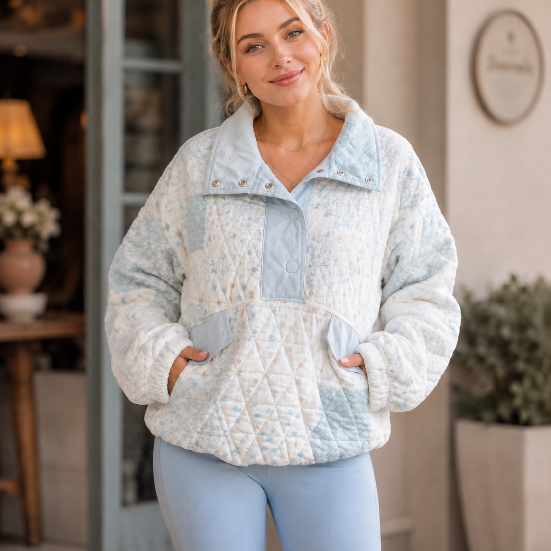 Wildflower Trails Quilted Snap Pullover