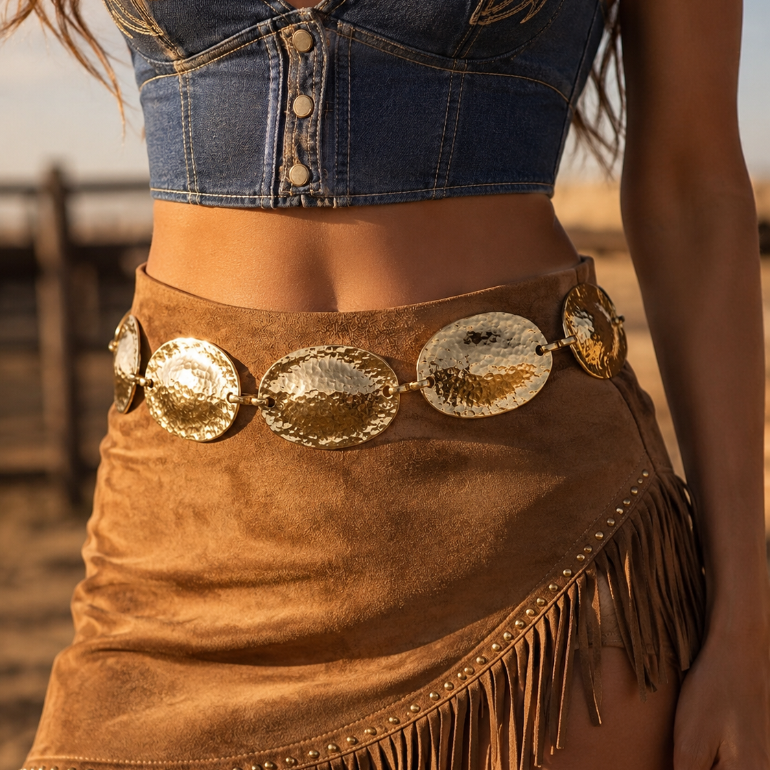 Lustre Link Hammered Oval Disc Chain Belt