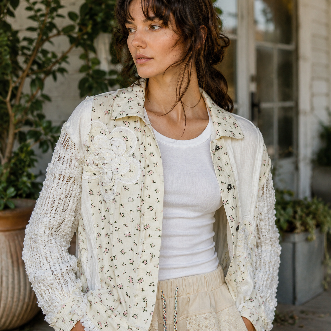 Garden Whisper Double Gauze Floral Jacket