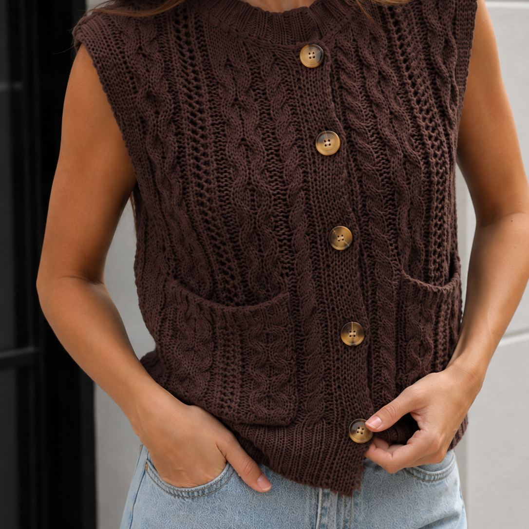 Heritage Cable Knit Sweater Vest Cardigan