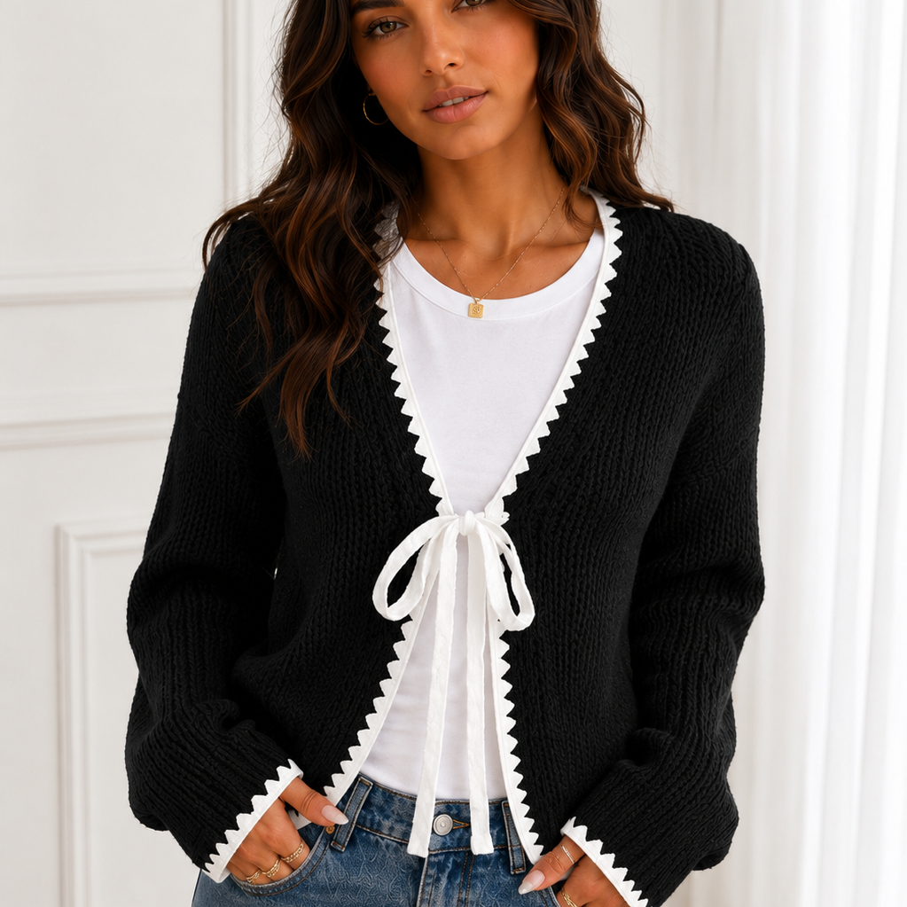 Cozy Charm Ribbon Tie Knit Cardigan