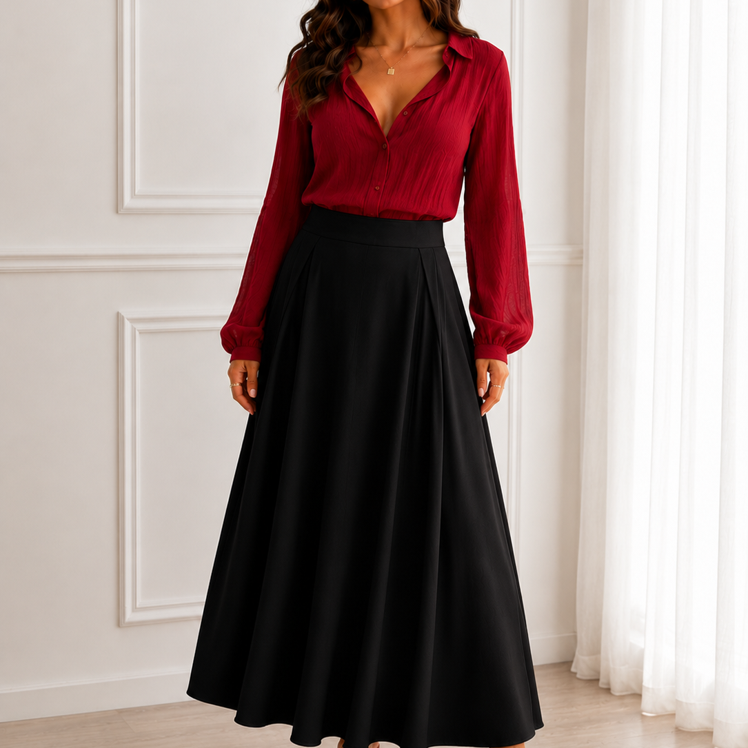 Graceful Flow Satin Midi Skirt