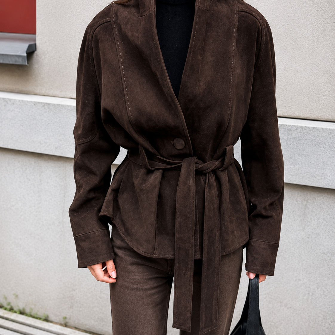 Luxe Belted Suede Touch Jacket