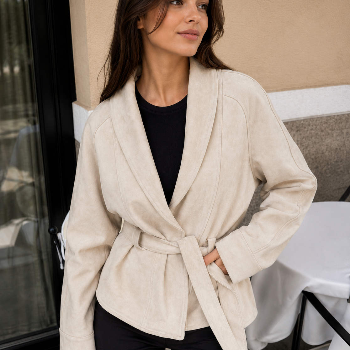 Luxe Belted Suede Touch Jacket