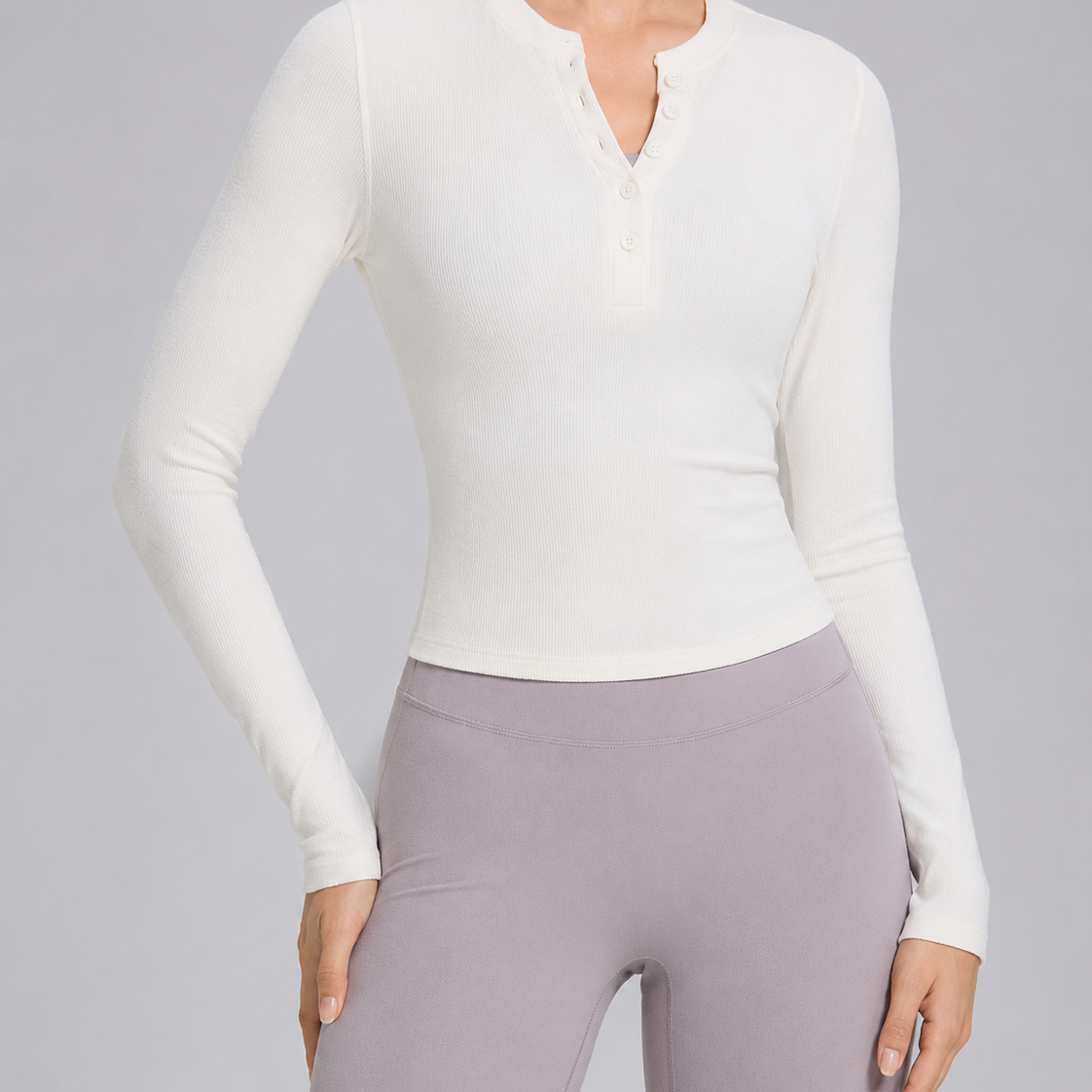 LuxeEase Ribbed Henley Modal Top