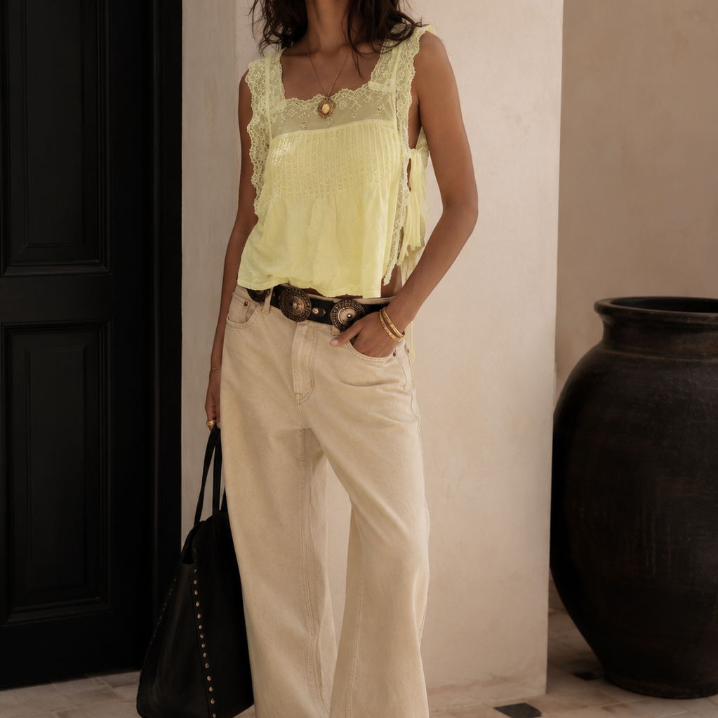 Smocked Eyelet Tank Top
