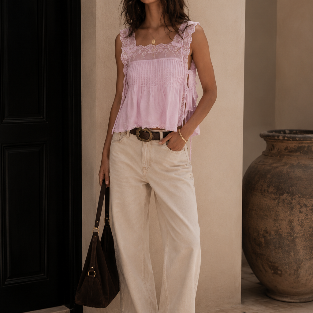 Smocked Eyelet Tank Top