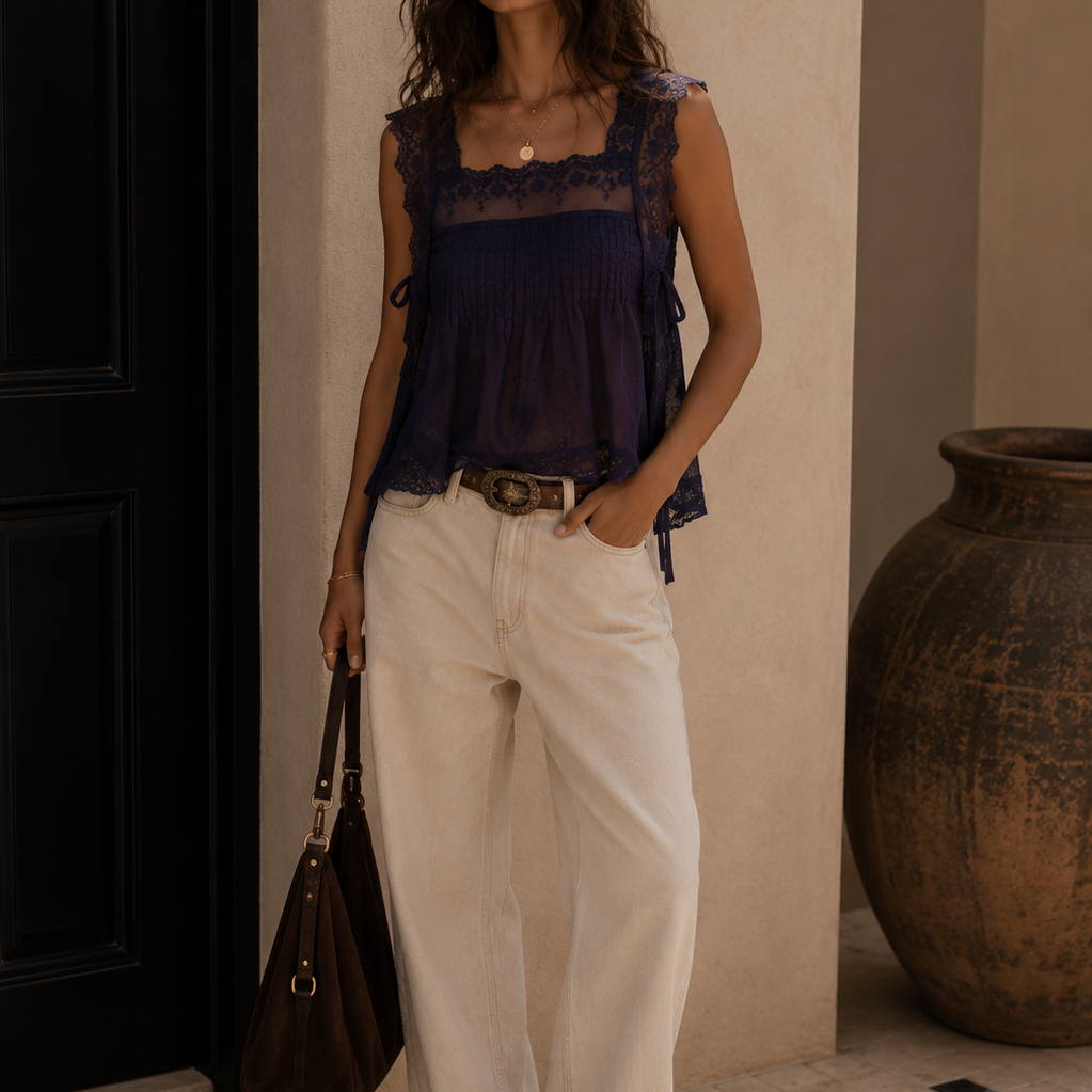 Smocked Eyelet Tank Top