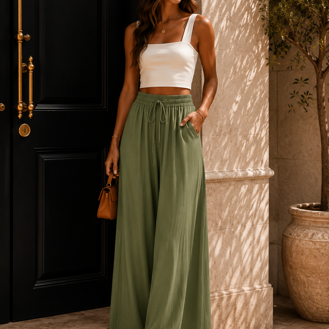 Coastline Tie Waist Palazzo Pants