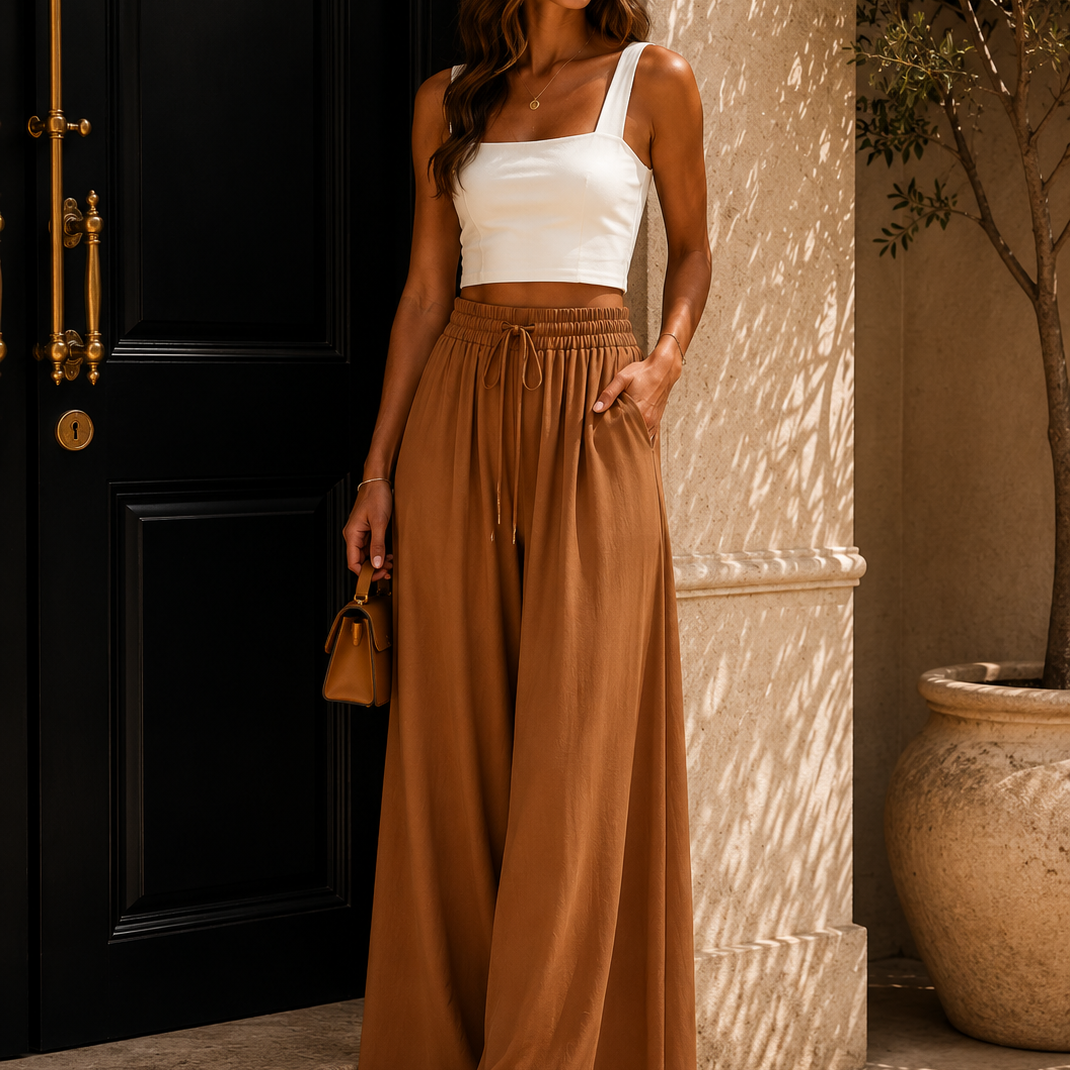 Coastline Tie Waist Palazzo Pants