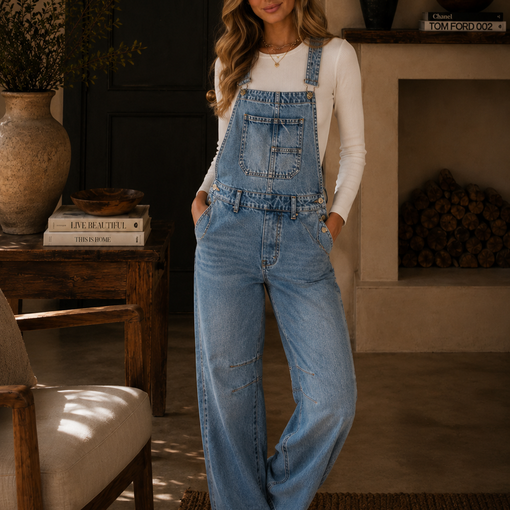 Relaxed Wide Leg Utility Overalls