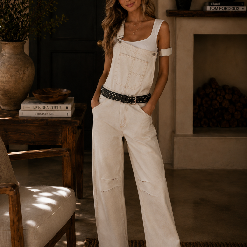 Relaxed Wide Leg Utility Overalls