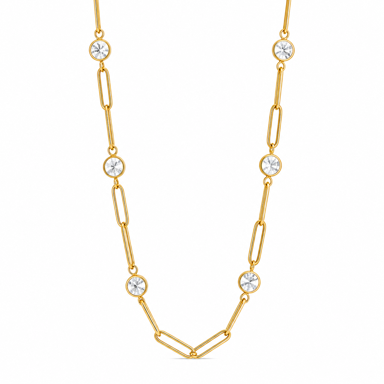 Golden Radiance Crystal Link Necklace