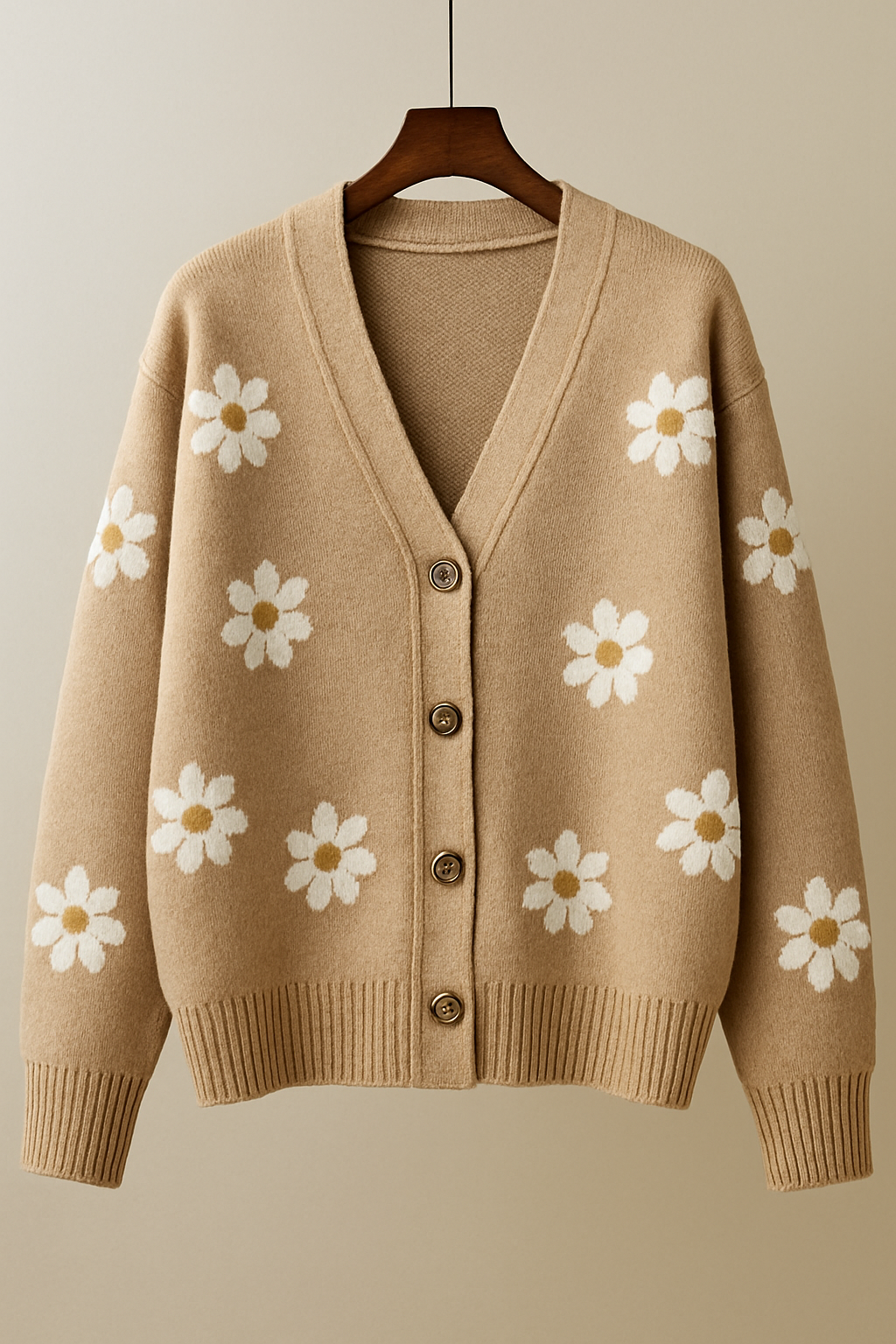 Beige Daisy Knit Cardigan-Cardigan-Krush Kandy, Women's Online Fashion Boutique Located in Phoenix, Arizona (Scottsdale Area)