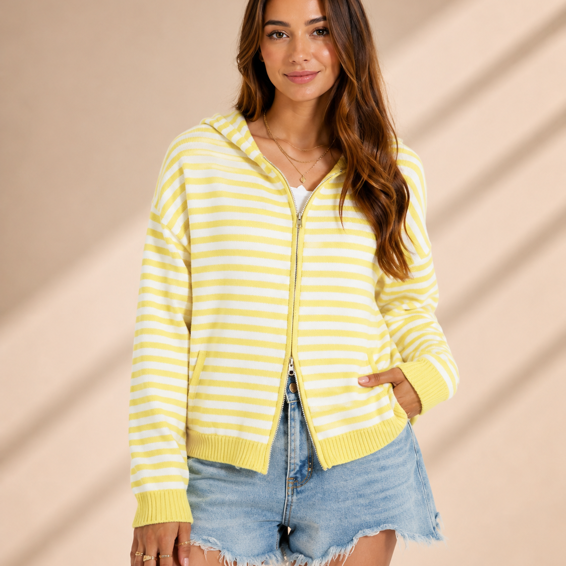Easy Does It Striped Zip Front Cardigan