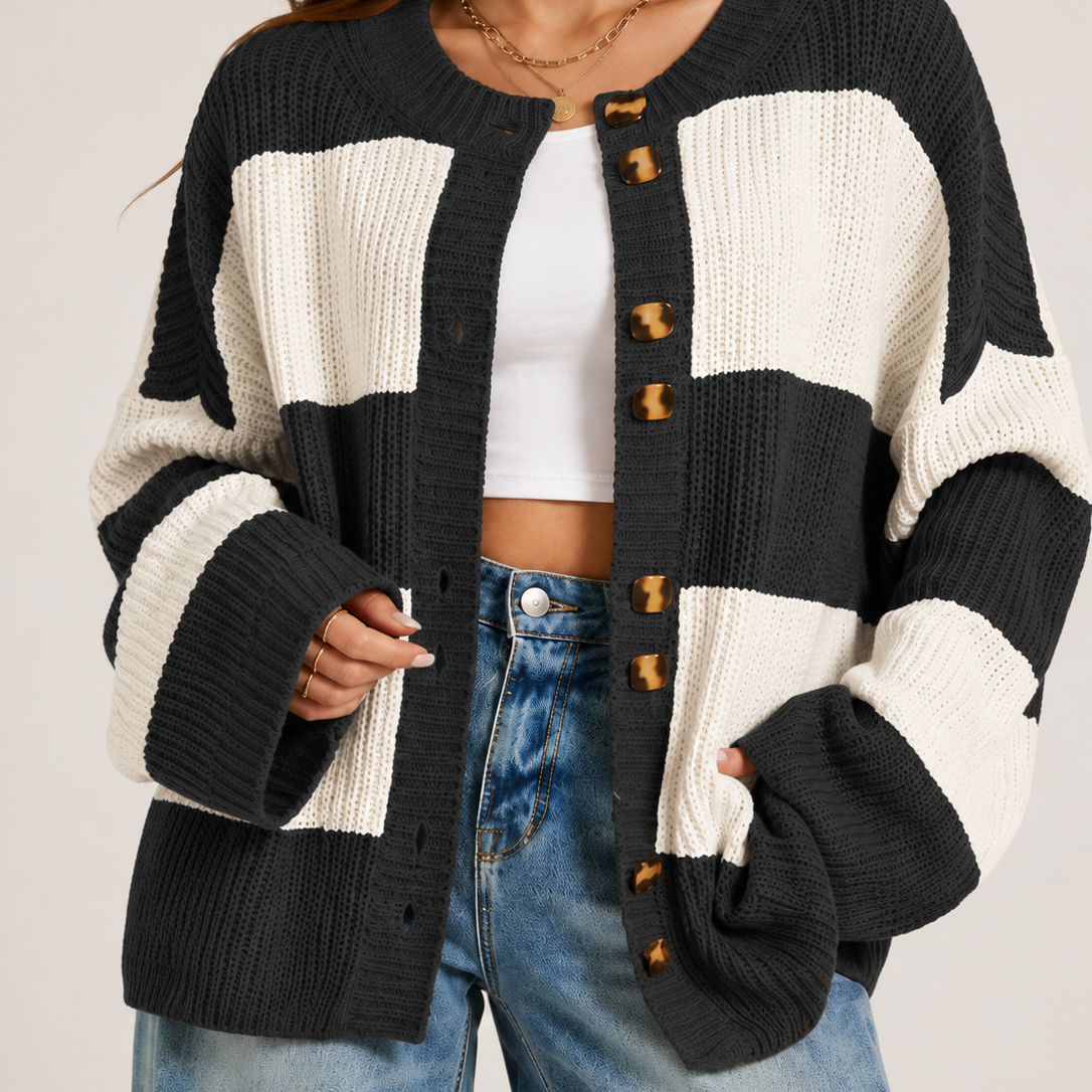 Perfectly Paired Striped Button Front Cardigan
