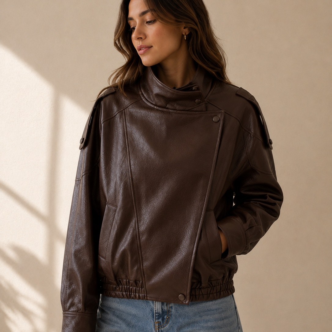 Hudson Faux Leather Moto Jacket