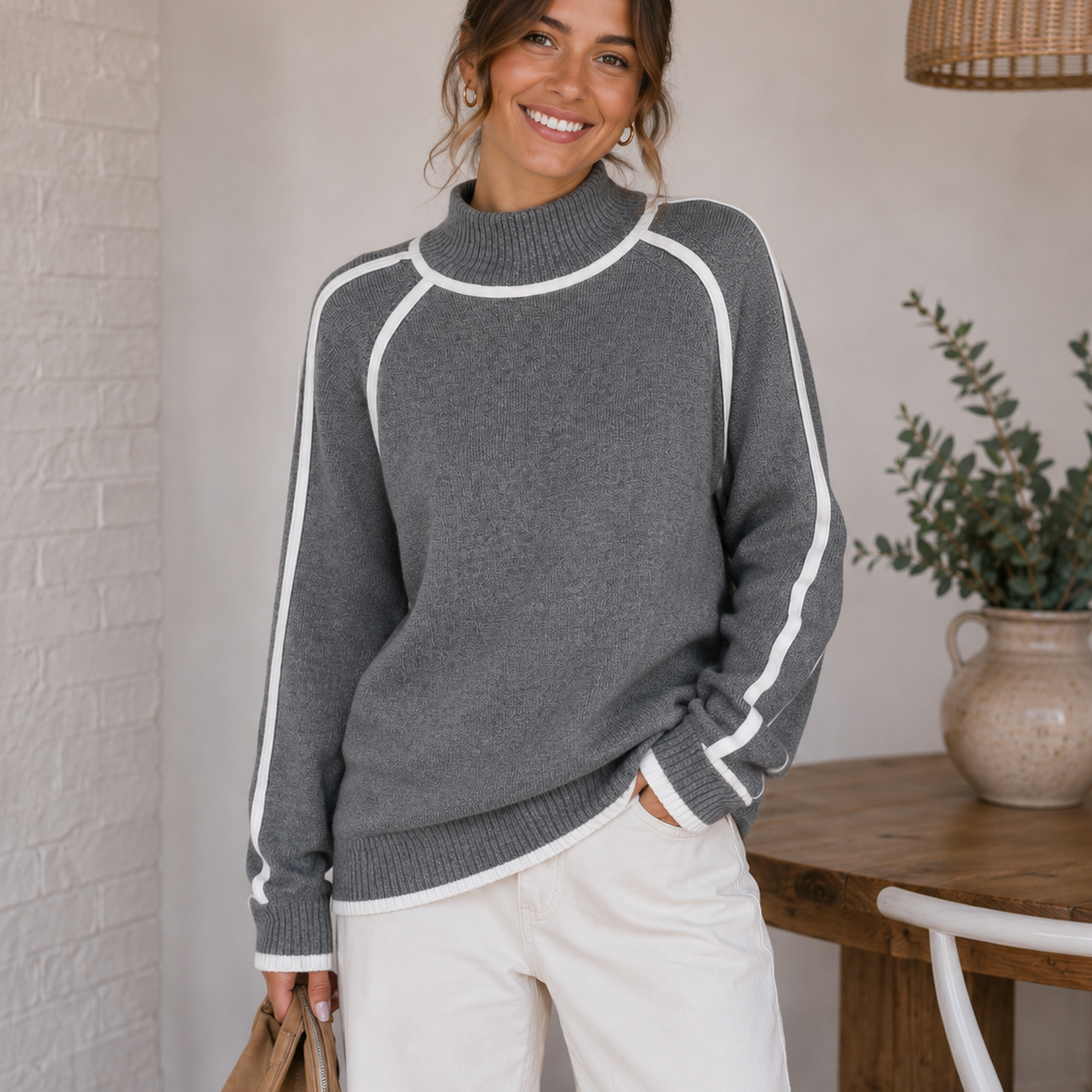 Modern Edge Mock Neck Knit Sweater