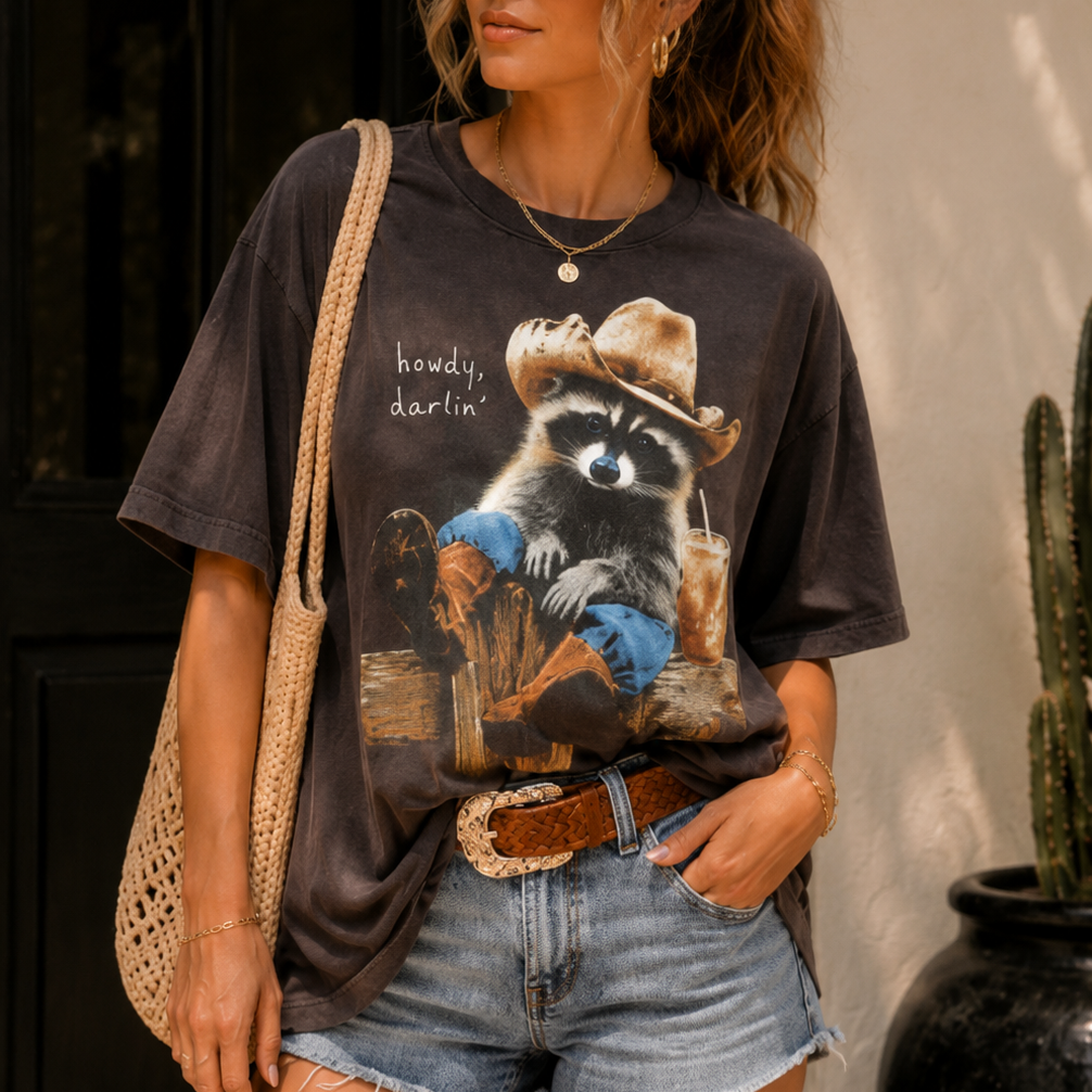 Howdy Darlin Raccoon Graphic Tee