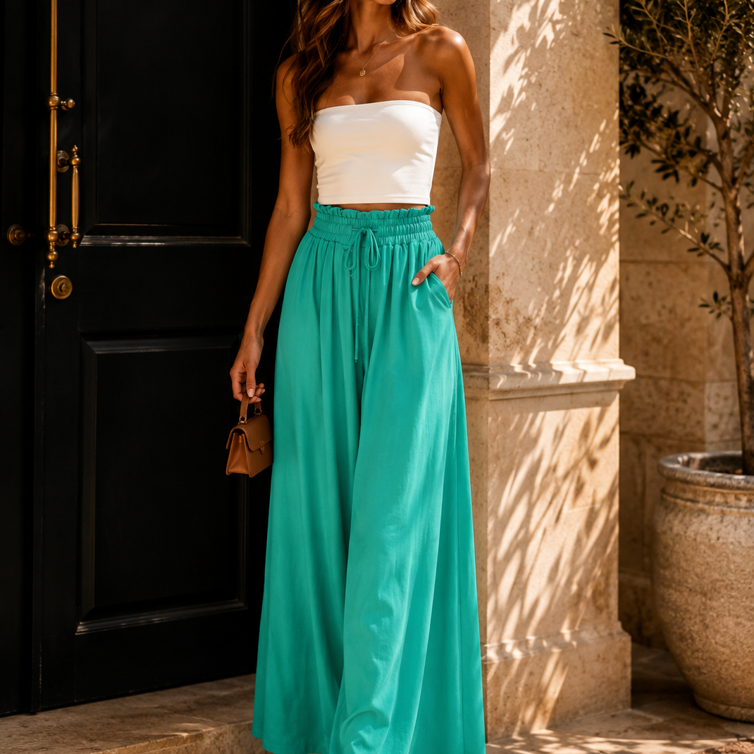 Coastline Tie Waist Palazzo Pants