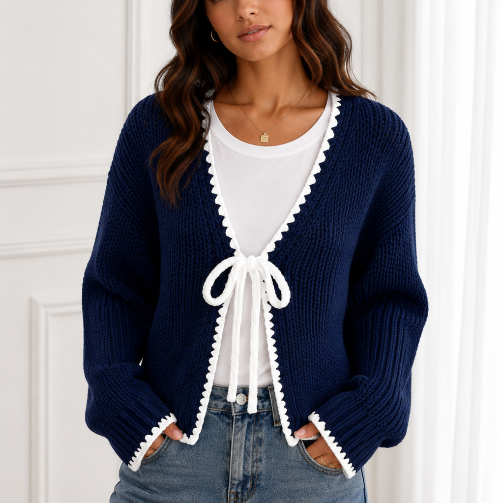 Cozy Charm Ribbon Tie Knit Cardigan