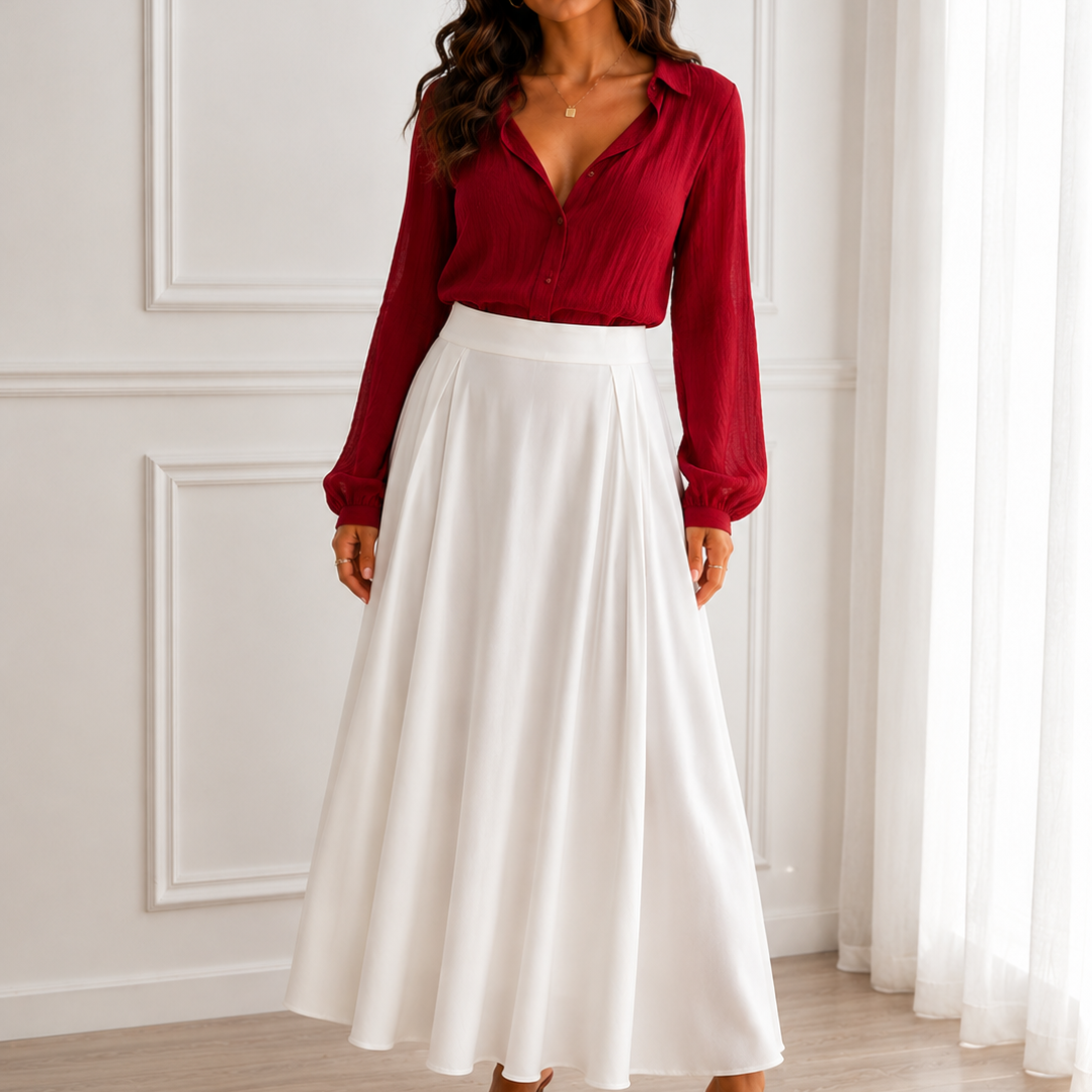 Graceful Flow Satin Midi Skirt