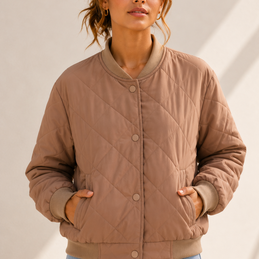 Evergreen Quilted Bomber Jacket