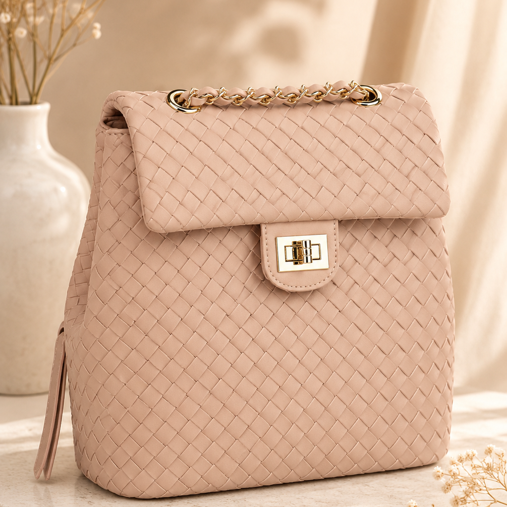 Sienna Woven Vegan Leather Backpack