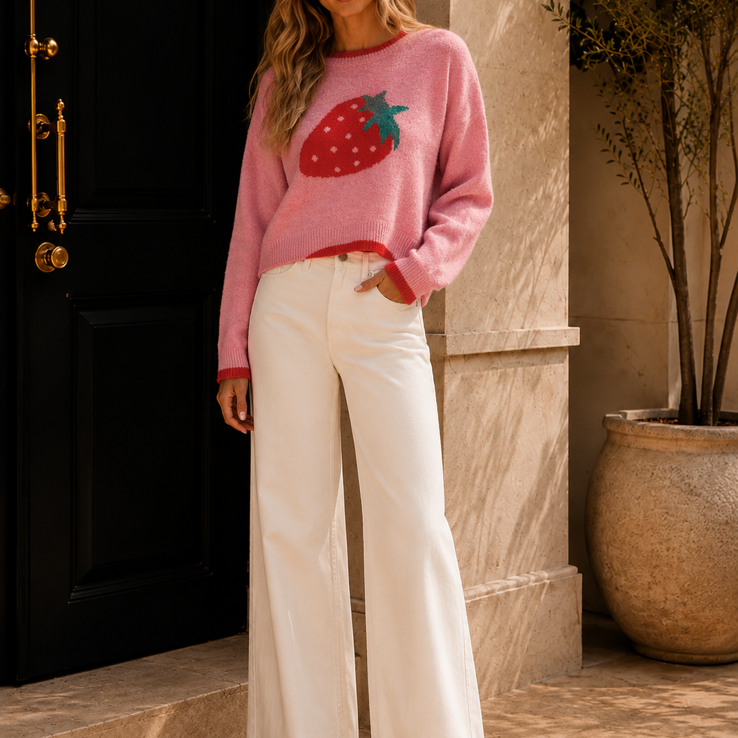 Strawberry Bliss Contrast Sweater