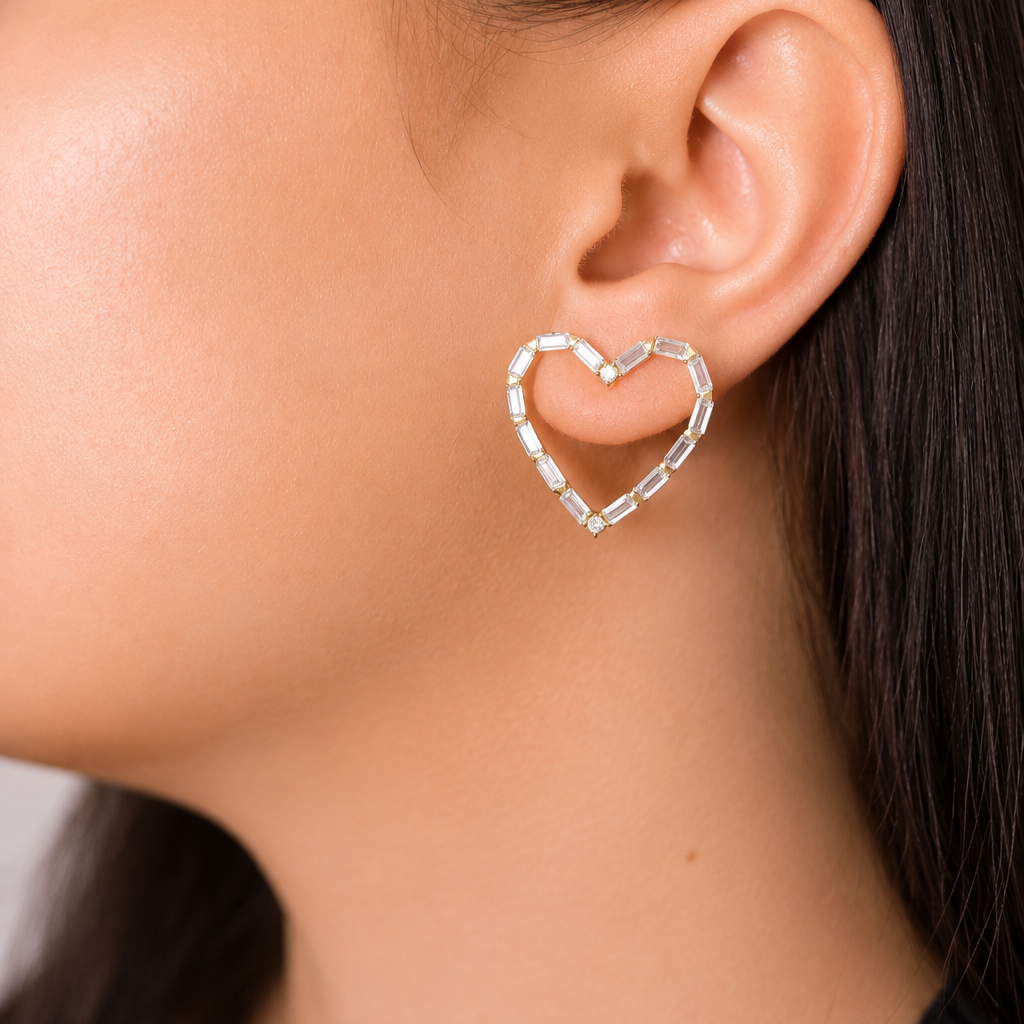 Feel The Love Sterling Crystal Heart Earrings