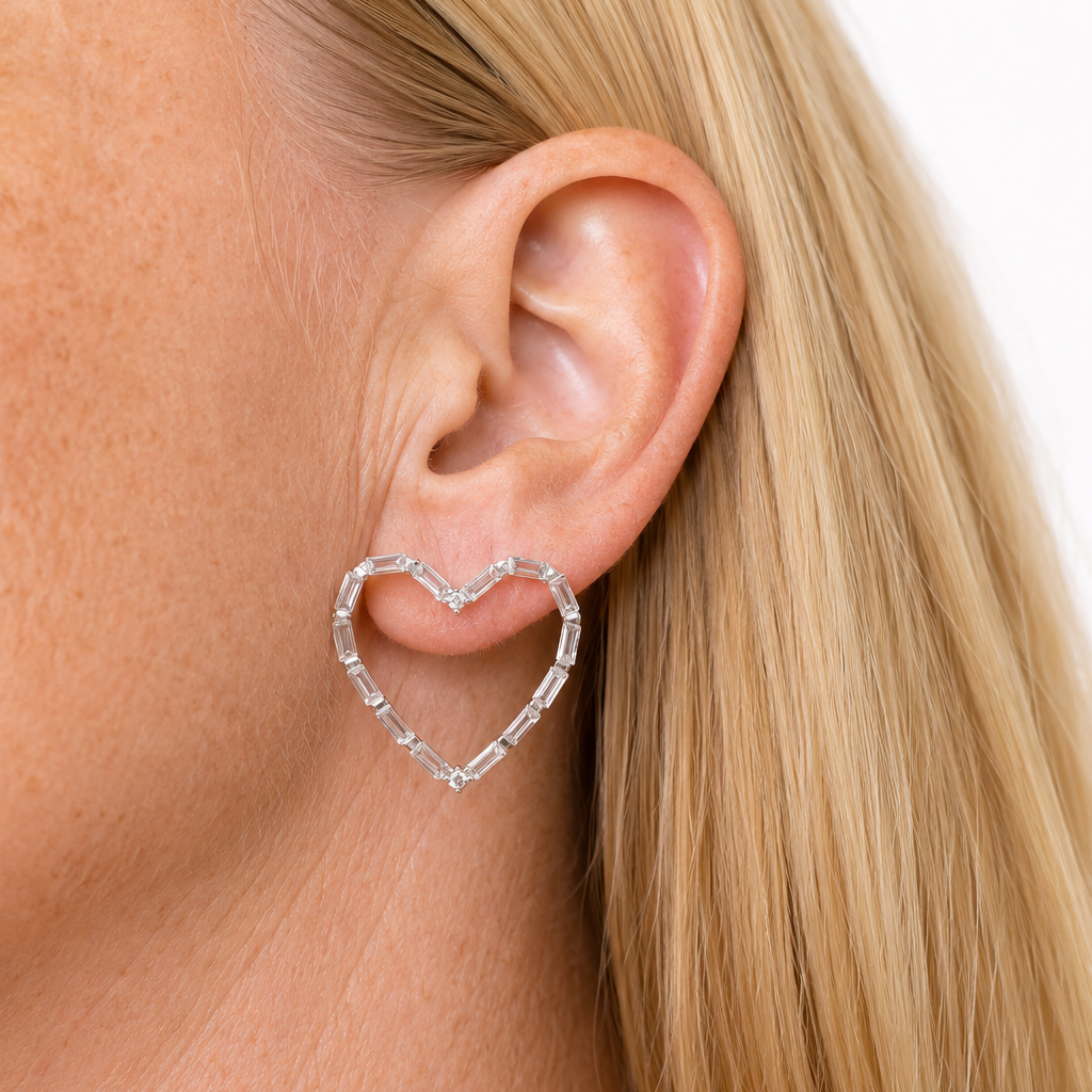 Feel The Love Sterling Crystal Heart Earrings