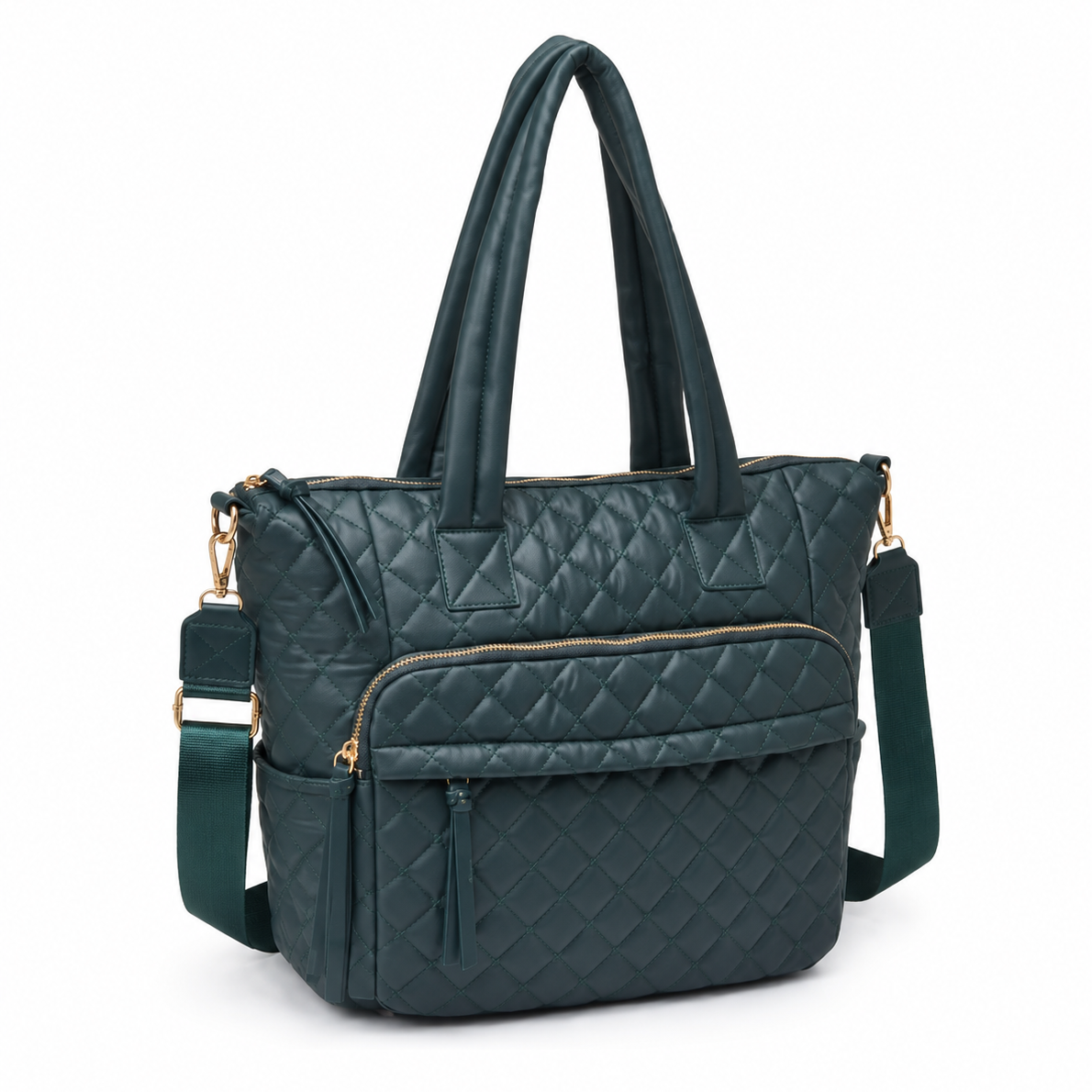 Quilted Nylon Tote Bag with Laptop Sleeve