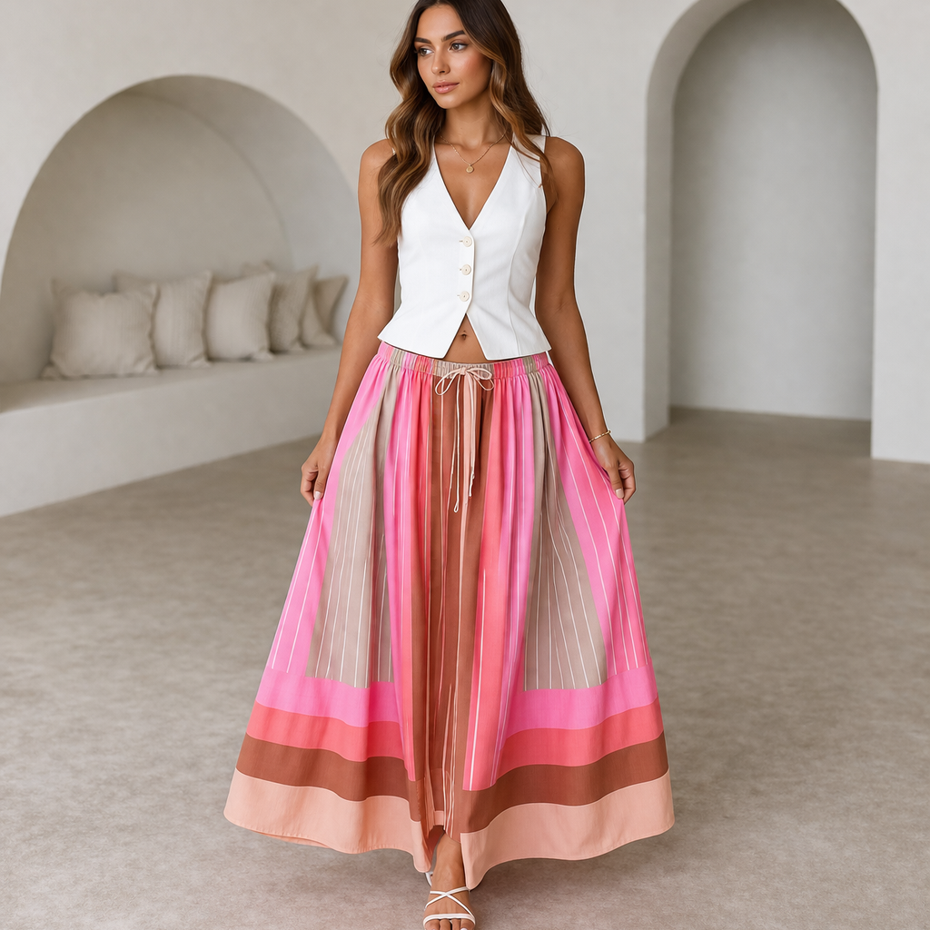 Boardwalk Stripe Maxi Skirt