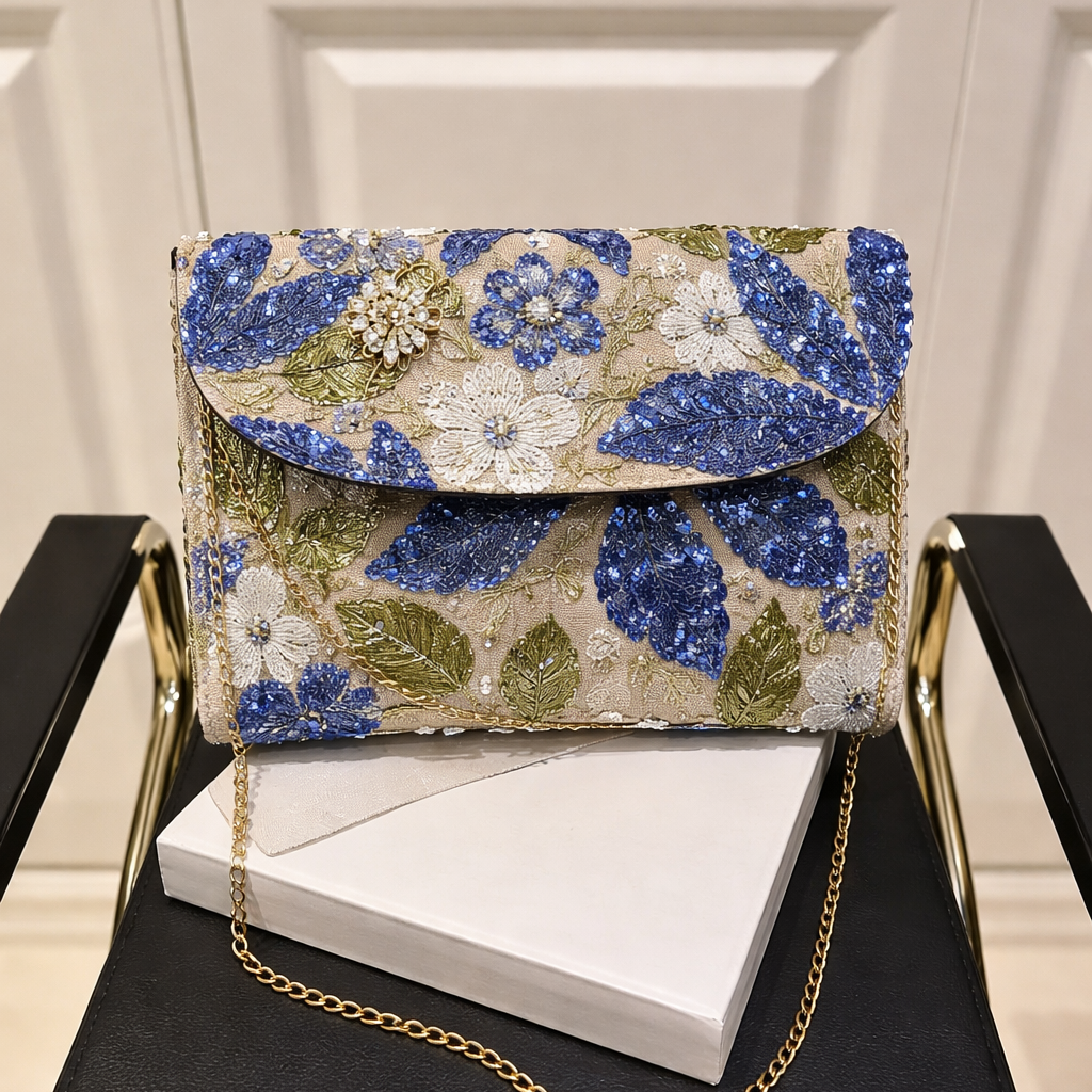 Floral Print Foldover Clutch Bag