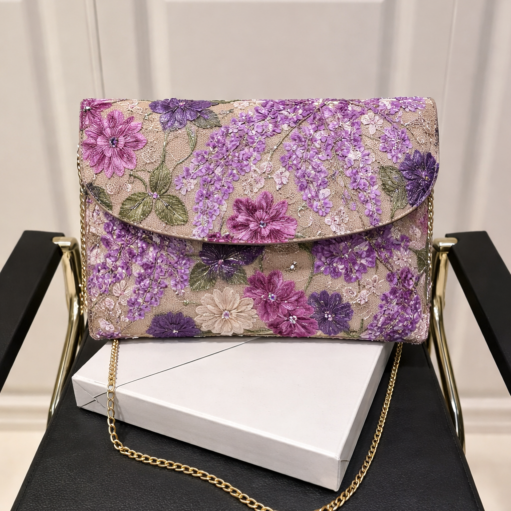 Floral Print Foldover Clutch Bag