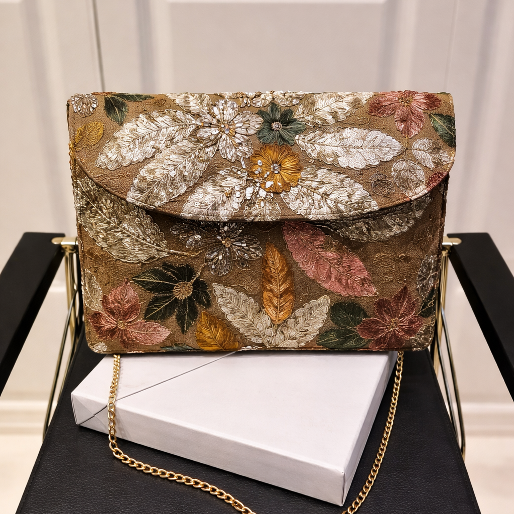 Floral Print Foldover Clutch Bag