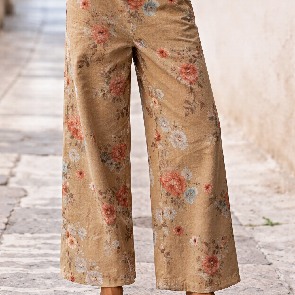 Boho Floral Wide Leg Pants