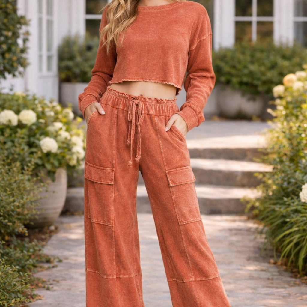 BEST Mineral Wash Wide Leg Cropped Pants