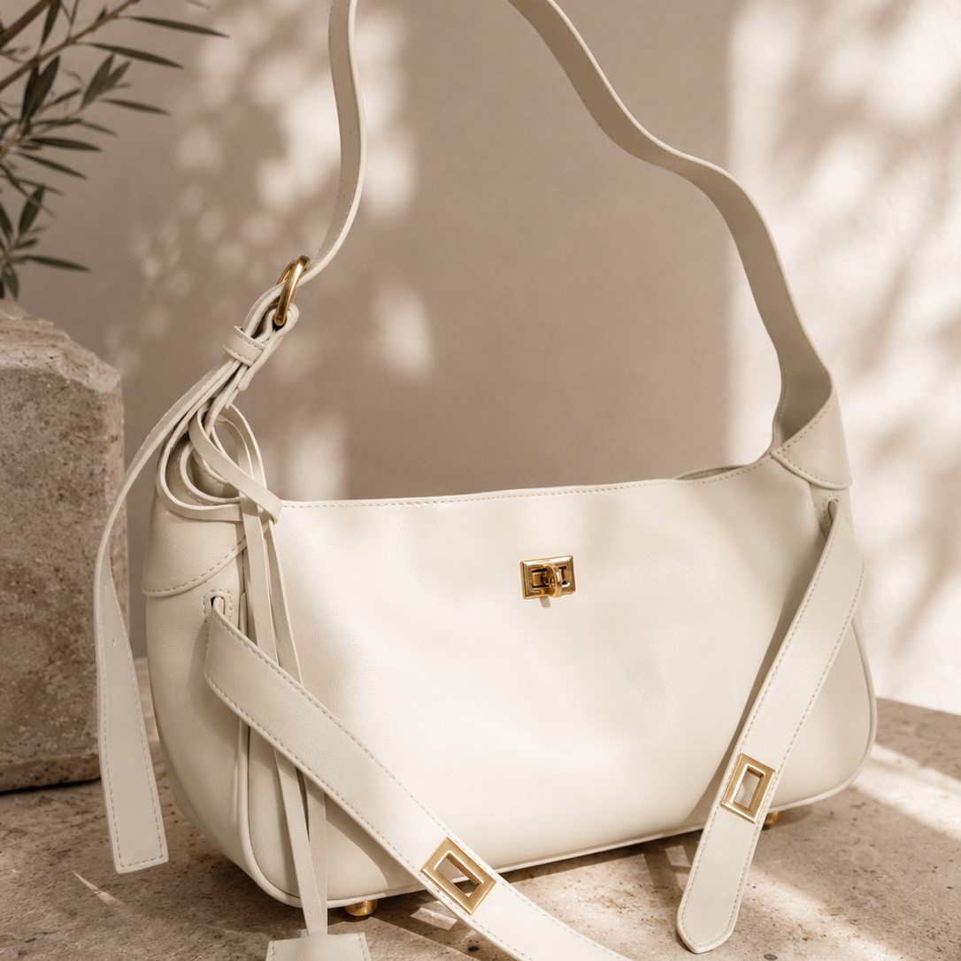 Mara Taupe Leather Shoulder Bag