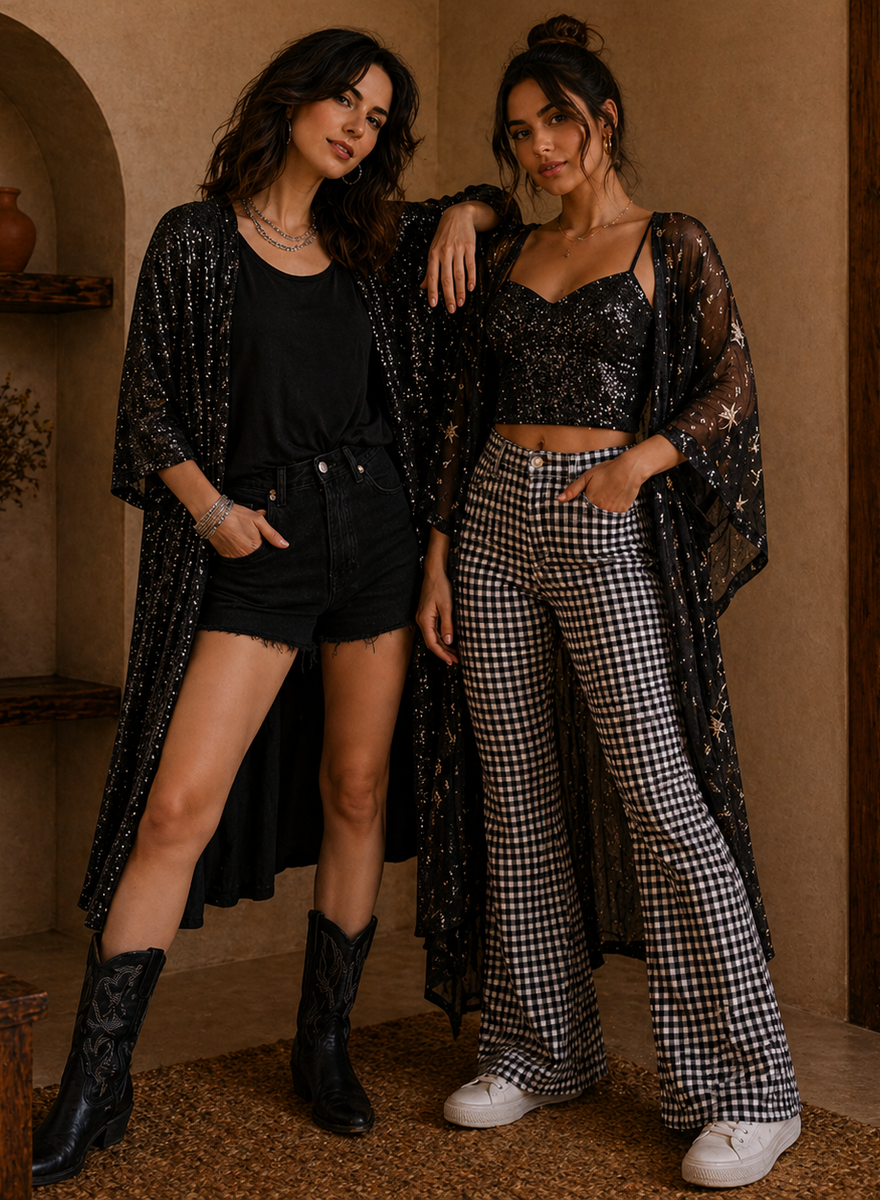 Duster Kimono Cardigan with Sparkle Sequins – Krush Kandy