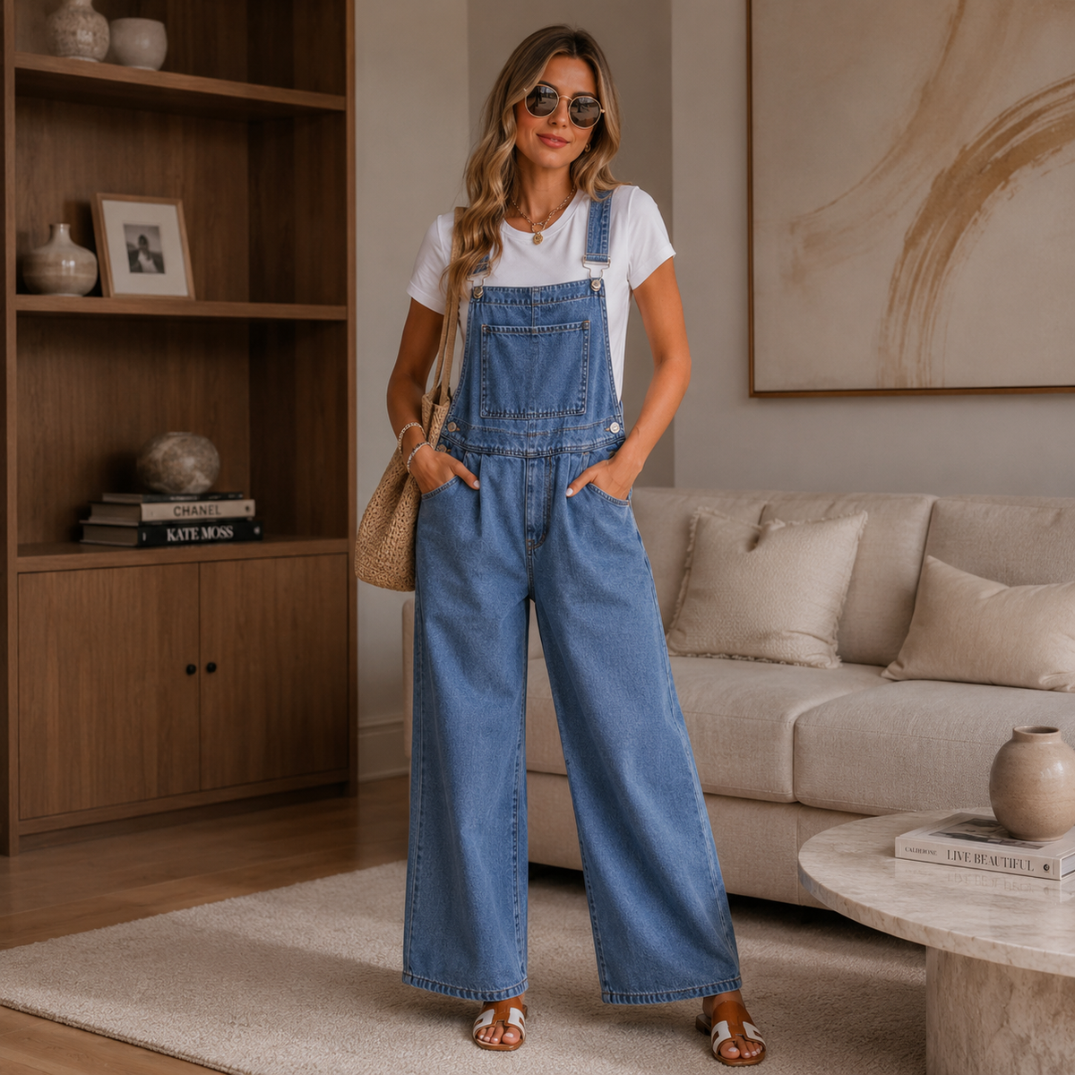 Wide Leg Denim Jumpsuit | Casual Chic Overalls | Krush Kandy