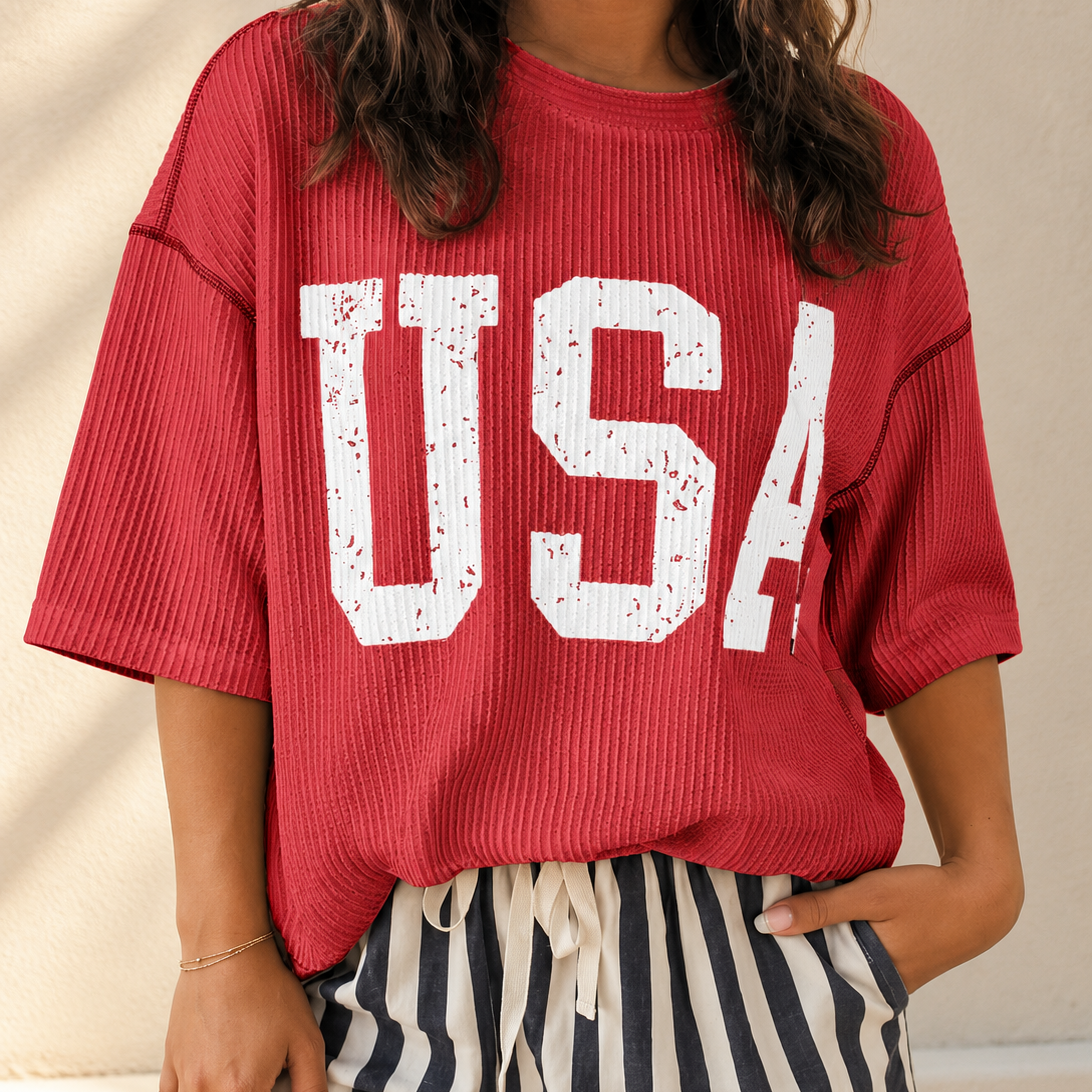 Stars & Freedom Ribbed Graphic Tee
